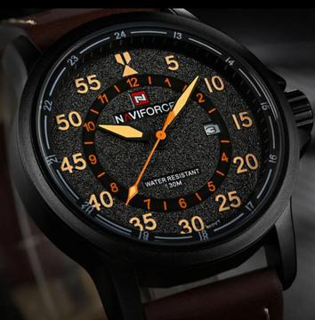 Naviforce 46mm Quartz Fashion Watch with Leather Strap