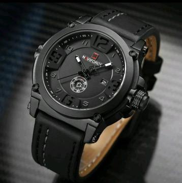 Naviforce 46mm Quartz Fasion Watch With Genuine Leather Band