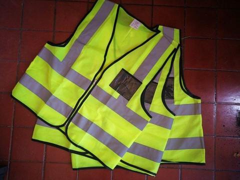 7 Fluorescent Yellow Safety Vests with Zippers