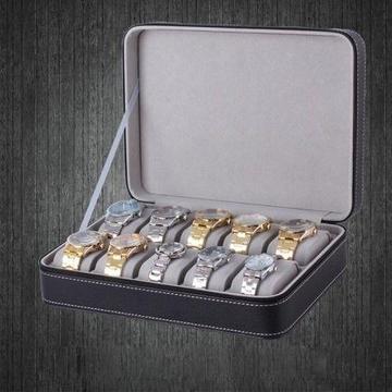 12 SLOT LUXURY ZIPPERED TRAVEL WATCH CASE / ORGANIZER / STORAGE