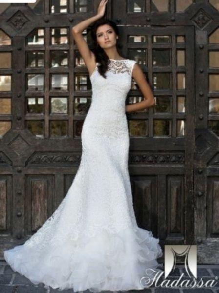 Hadassa Zarra White Lace Size 10 Wedding Dress