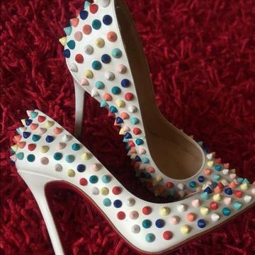 Women,s Candy Dotted Christian LB,s heels