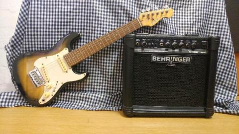 Mini electric guitar with amplifier