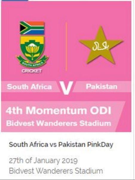 Sold Ticket to Pink ODI SA vs Pakistan