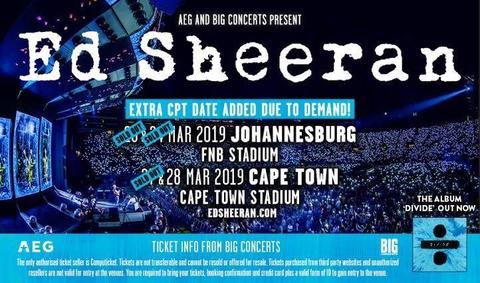 Ed Sheeran Tickets Cape Town 27th March