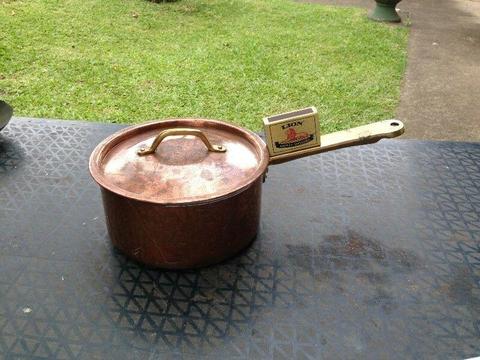 R170.00 EACH ... Old Solid Copper Pot, C/w Lid. 2 Available