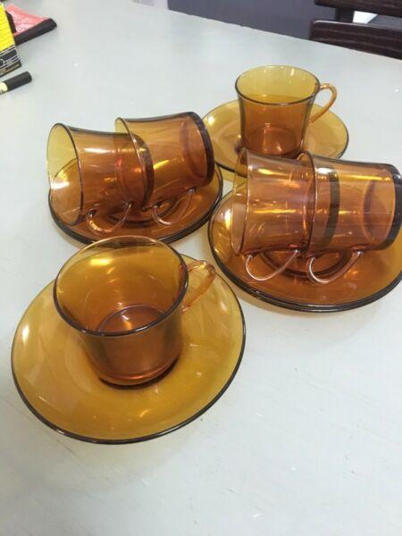 Vintage Duralex cups & saucers