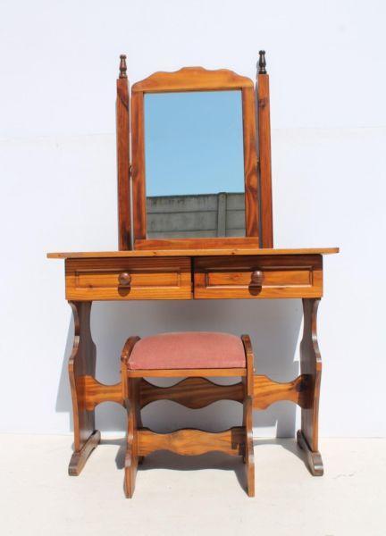 Pine Dressing Table with Stool