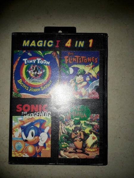 Sega Mega Drive - Magic 4 in 1 game cartridge (Bootleg)