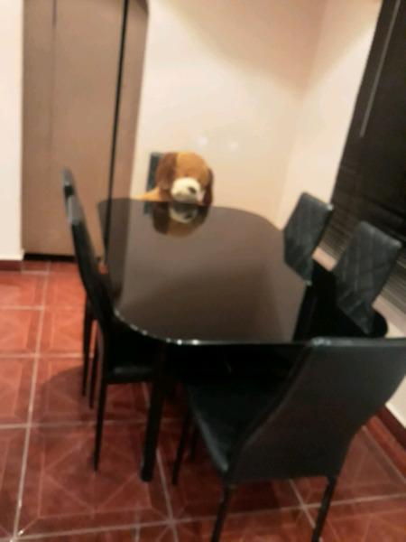 Black Glass Top Table 6 seater