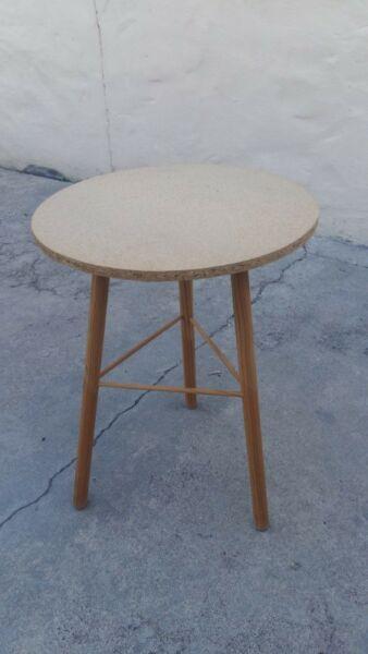 Two Round Chipboard Side Tables For Sale