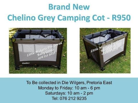 Brand New Chelino Grey and Black Camping Cot