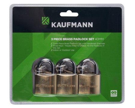 Lock Set Brass 3 Pce Kaufmann - 50Mm