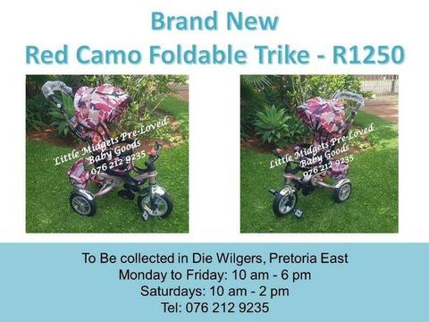 Brand New Red Camo Foldable Trike