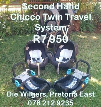 Second Hand Chicco Twin Travel System with FREE Nappy Bag