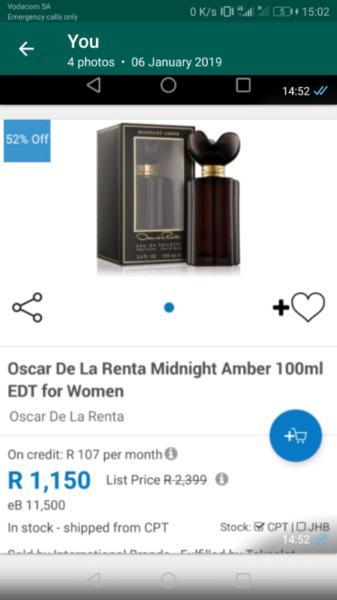 Oscar de la renta midnight amber 100ml ladies perfume for sale