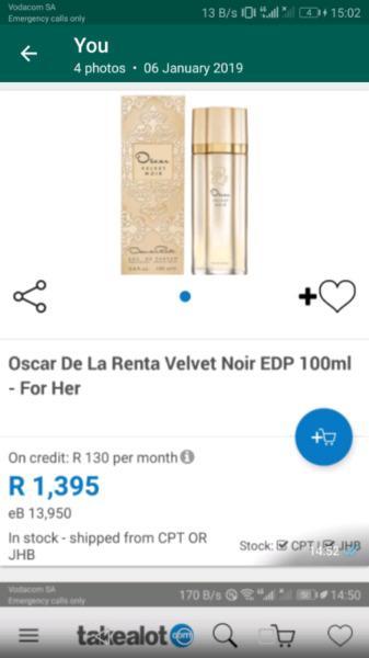 Oscar de la renta velvet noir edp 100ml ladies perfume for sale