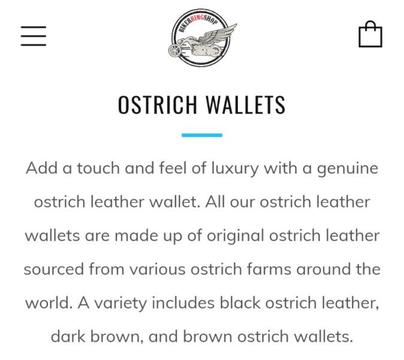 men's genuine ostrich wallet