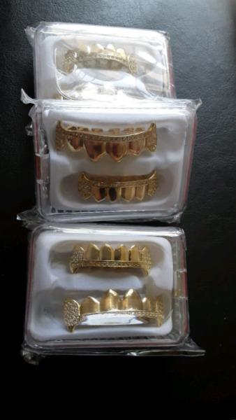 New Available 24k CZ iced out gold plated hip hop grils full set