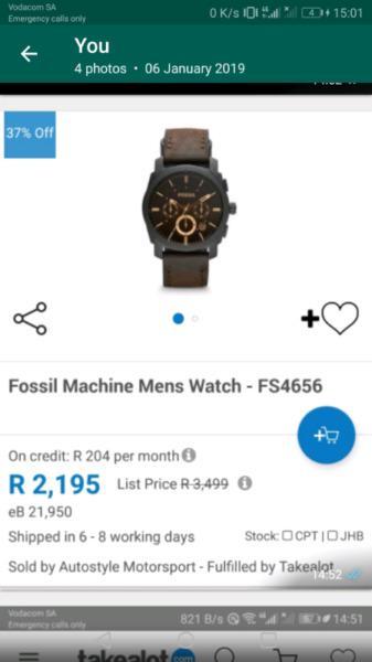 Fossil machine mens watch for sale