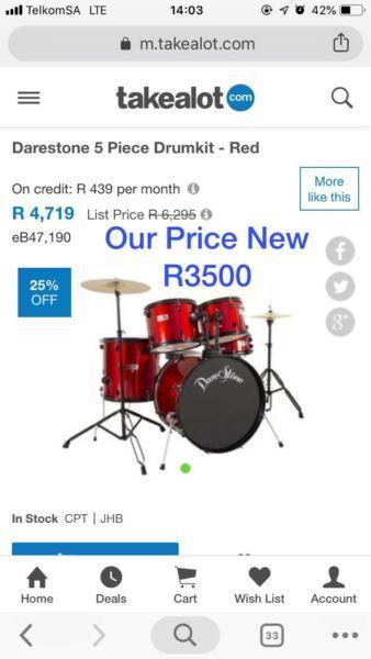 New Darestone 5 piece drum kit