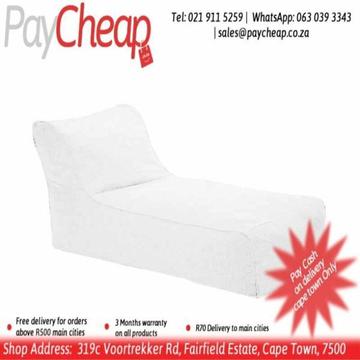 Leatherette Fabric Adult Armless Comfortable Beanbag/Chair White