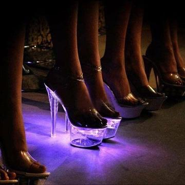 Perfect for fashion events and parties - LED Light-Up Clear Platform Stiletto High Heel Shoes
