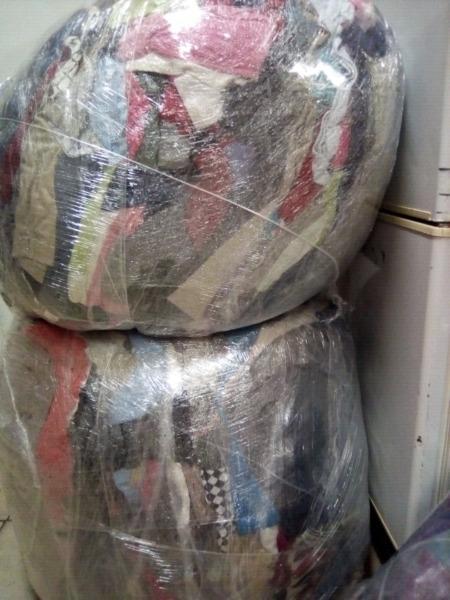 Plastic wrapped clothing bales