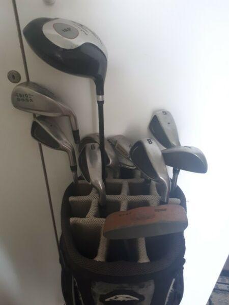 Golf clubs, King Cobra 3400T with Driving Iron and Pinseeker Driver 10.5, Putter and carry bag