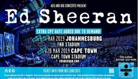Ed Sheeran concert tickets x2