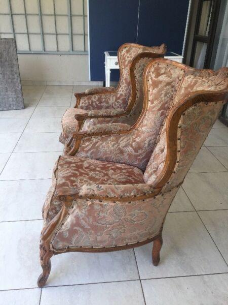 Wingback chairs Vintage French style