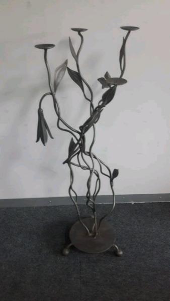 Wrought iron floor candle holder