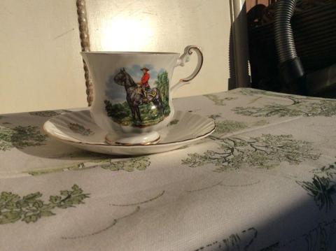 A Vintage English Queens Fine Bone China Cup and Saucer, England