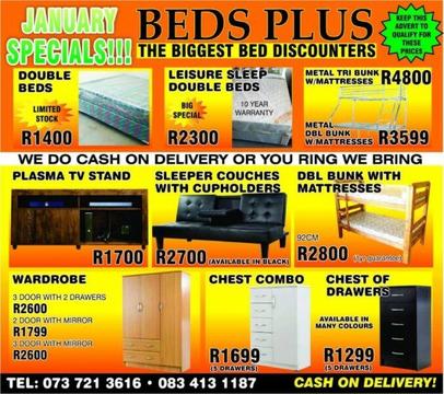 R1400 double beds for sale-(YOU CAN PAY AT HOME)