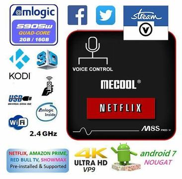 2019 Android 7.1.2 TV Box, MeCool M8S, 2GB Ram, 16GB Rom - V-Stream South Africa - EL
