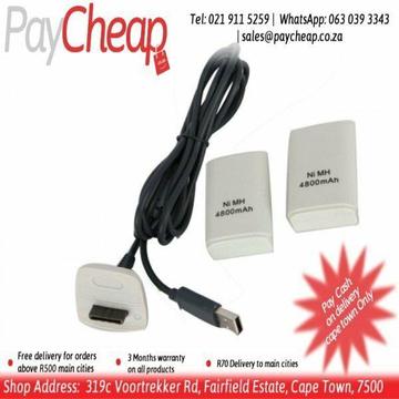 Rechargeable Battery Pack Kit+ USB Cable Charging Charger Backup for Microsoft Xbox 360 Wireless Con