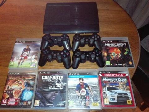Ps3 with games and 4 remotes
