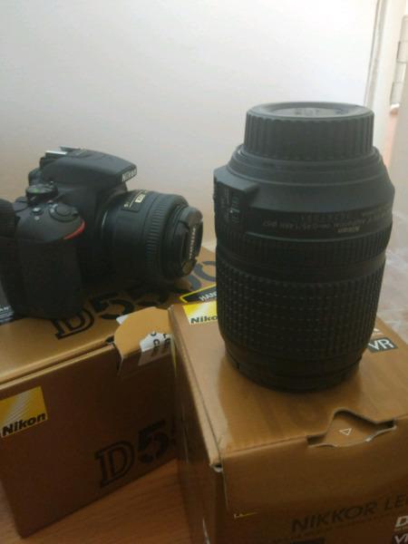 Nikon D5500 with Nikon 18-140mm zoom lens and sd card