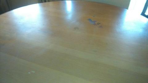 Yellow wood dining room table
