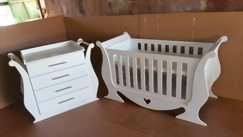 Beautiful Sleigh Cot and Compactum