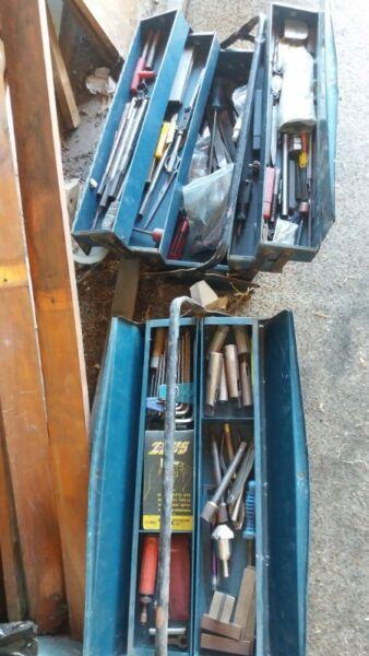 Tool Boxes with tools in for engineering trade
