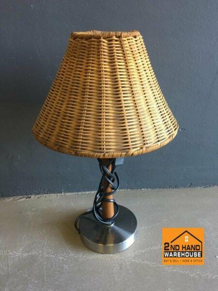 Bedside lamp with cane lamp shade