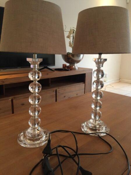 2 lamps incl lampshades - crystal look