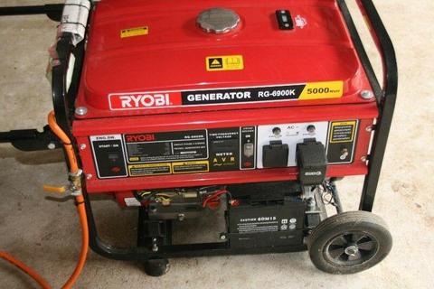 RYOBI 5 kVA Key Start Generator - Converted to Gas