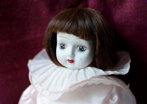 Vintage Porcelain Pierrot Clown Doll