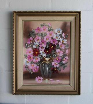 Framed Jana Du Toit Cosmos Oil Painting
