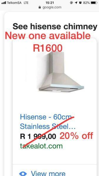 New Hisense stainless steel chimney extractor fan new