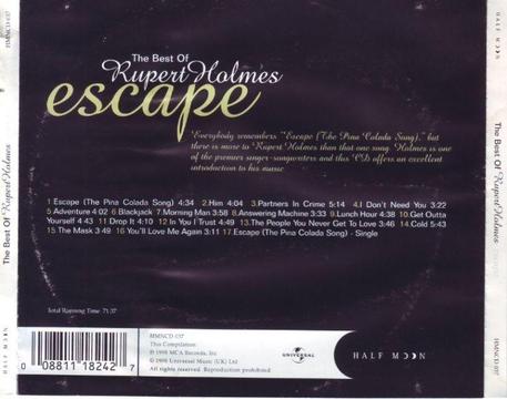 Rupert Holmes - Escape The Best Of Rupert Holmes (CD) R90 negotiable