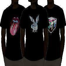 LED lightup T-shirts that is sound activated and USB rechargeable sold in bulk quantities
