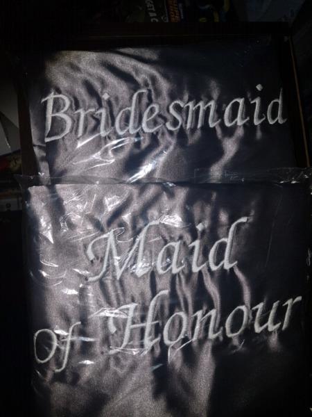 Charcoal Bridal Satin Robes with free white slippers